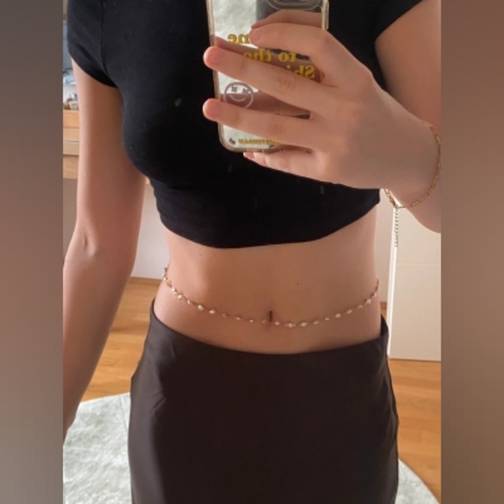 Chic Black Crop Top and Elegant Brown Skirt